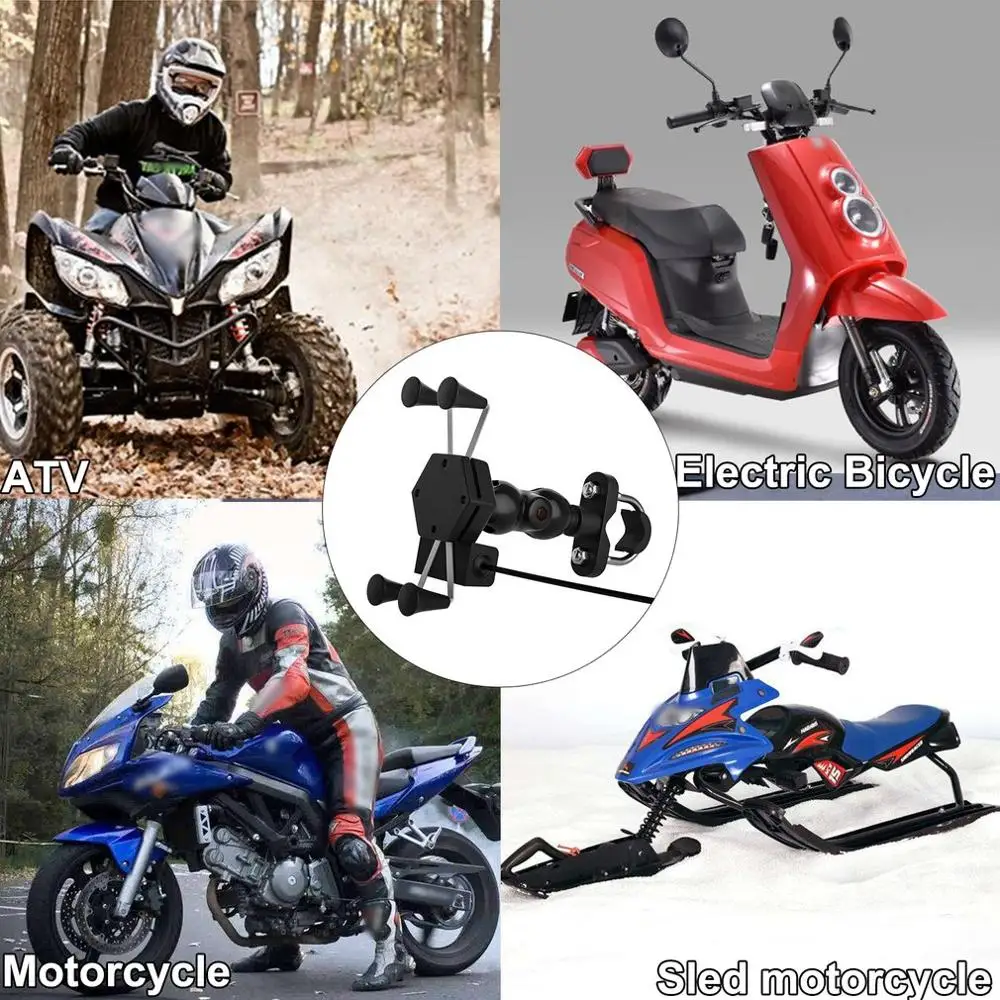 

Motorcycle Mobile Phone Holder Rechargeable Double Tap Buckle Adjustable Electric Motorcycle Mobile Phone Holder