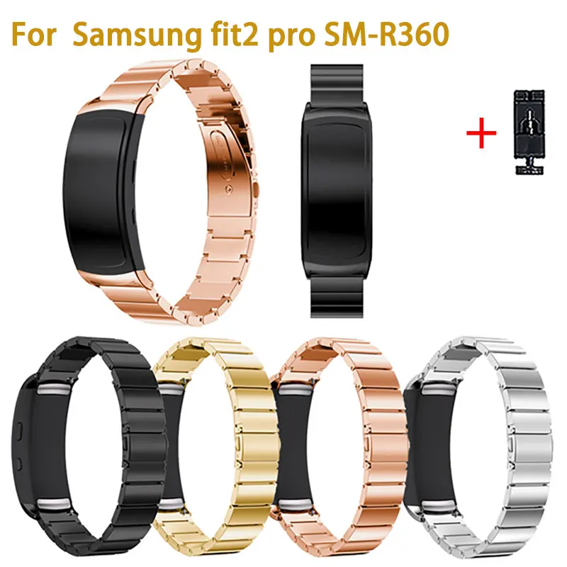Stainless Steel Watch Straps For Samsung Gear Fit 2 Fit2 Pro SM-R360 Smart Watchband Metal Wrist Bracelet Replace Band With Tool