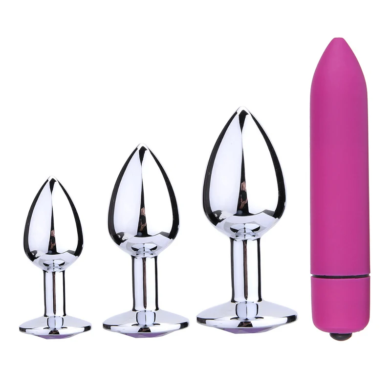 2/3/4 шт. Нержавеющая сталь Анальная пробка фаллоимитатор с анальной перемычкой