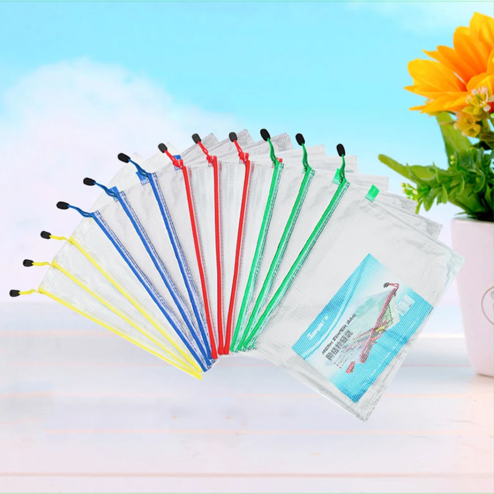 12 шт. прозрачная сумка из ПВХ на молнии с рисунком в виде сетки B5 (красный желтый