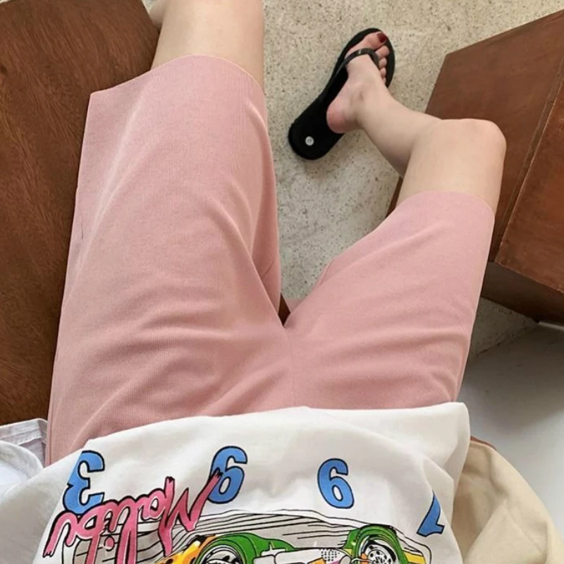 

Shorts Women Solid High Elastic Waist Wide Leg Trousers Loose Large Size 3XL Leisure Office Lady Chic Trendy Female Elegant Soft