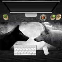 Black And White Wolf Large Mouse Pad Keyboard Mat Pad Gaming Mat Mousepad Gamer Locking Edge Laptop Desk Computer Mat Carpet