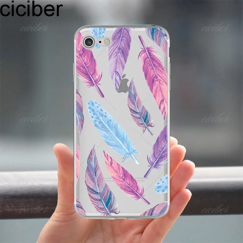 Ciciber цветной силиконовый чехол с перьями чайки для iPhone 11 Pro Max 6 6S 7 8 plus чехлы SE XR X XS
