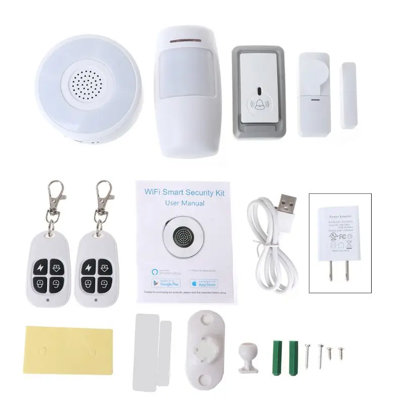 

1Set Smart Home WiFi Security Alarm Kit Gateway Hub Door Window Sensor PIR Detector Automation Home Security System