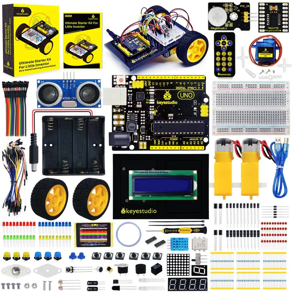 Keyestudio конечный стартер комплект/робот автомобильный комплект для Arduino маленький изобретатель(нулевой обучения робот ардуино