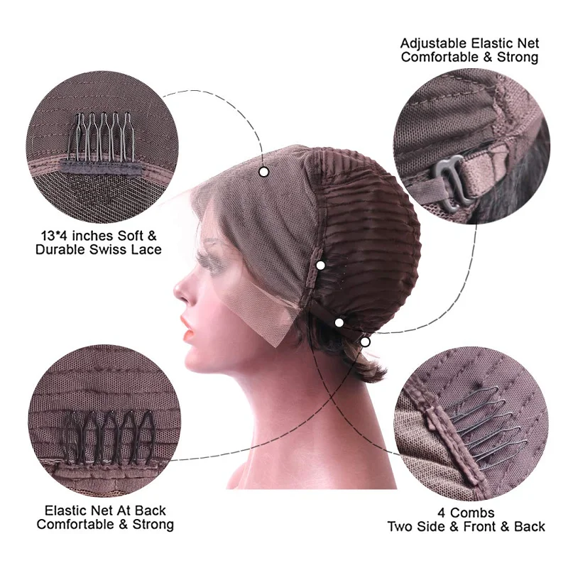 Парик Pixie Cut кудрявый Боб кружевной передний парик 150% плотность 13х4 кружевные