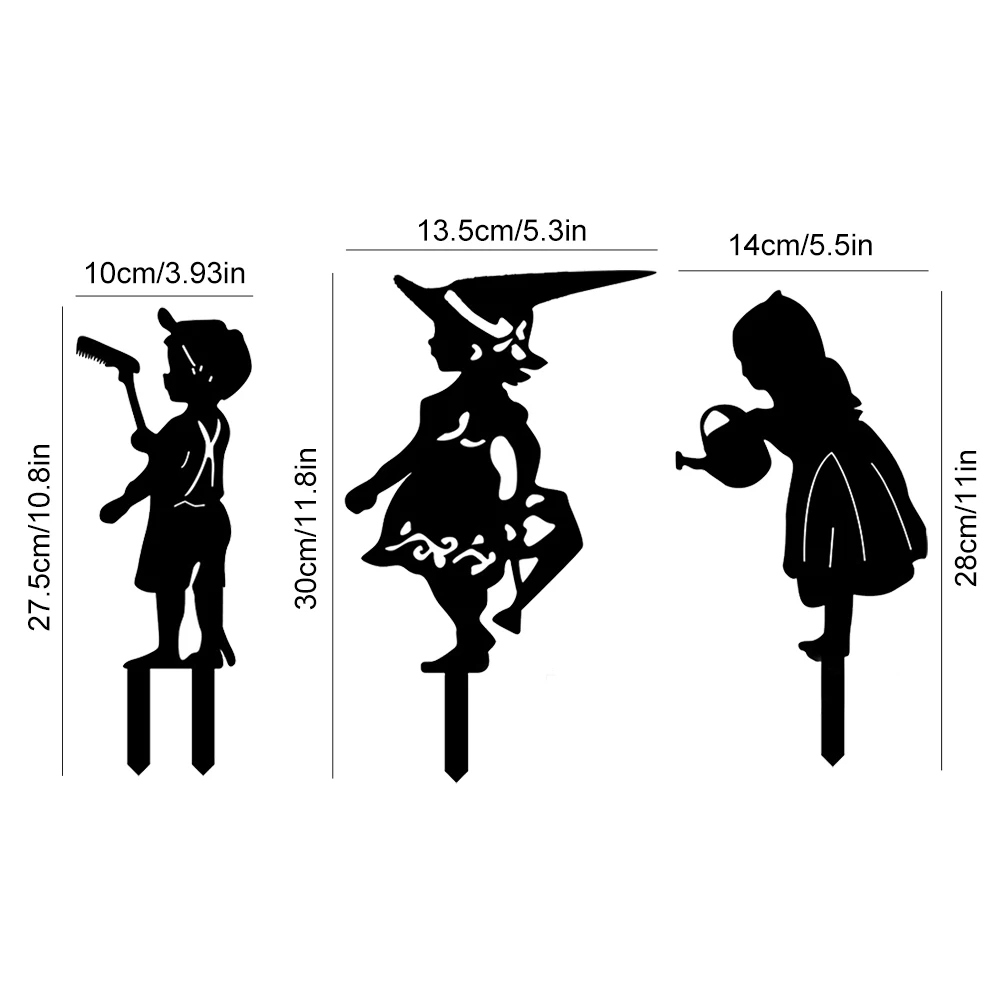

3pcs Metal Gardening Ornaments Boy Girl Sign Statue Sculpture Art Decoration For Outdoor Backyard Lawn Stakes Garden Decor
