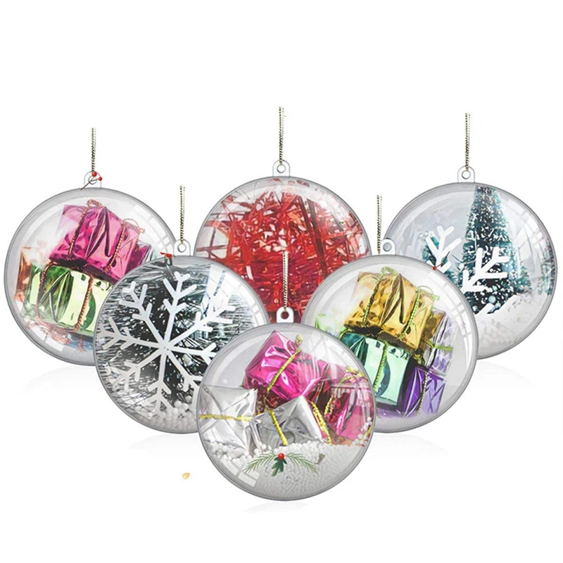 

Fillable Clear Ornaments Balls, DIY Plastic Christmas Tree For New Years Present Holiday Wedding Party Home Decor