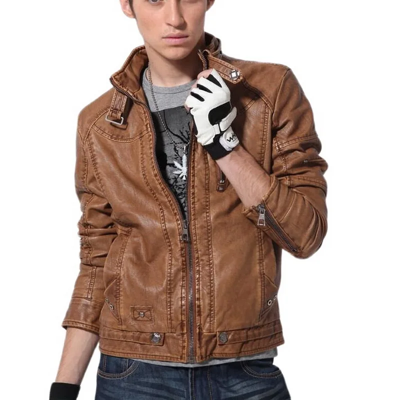 Брендовая кожаная куртка мужское кожаное пальто для мужчин мужская потертая