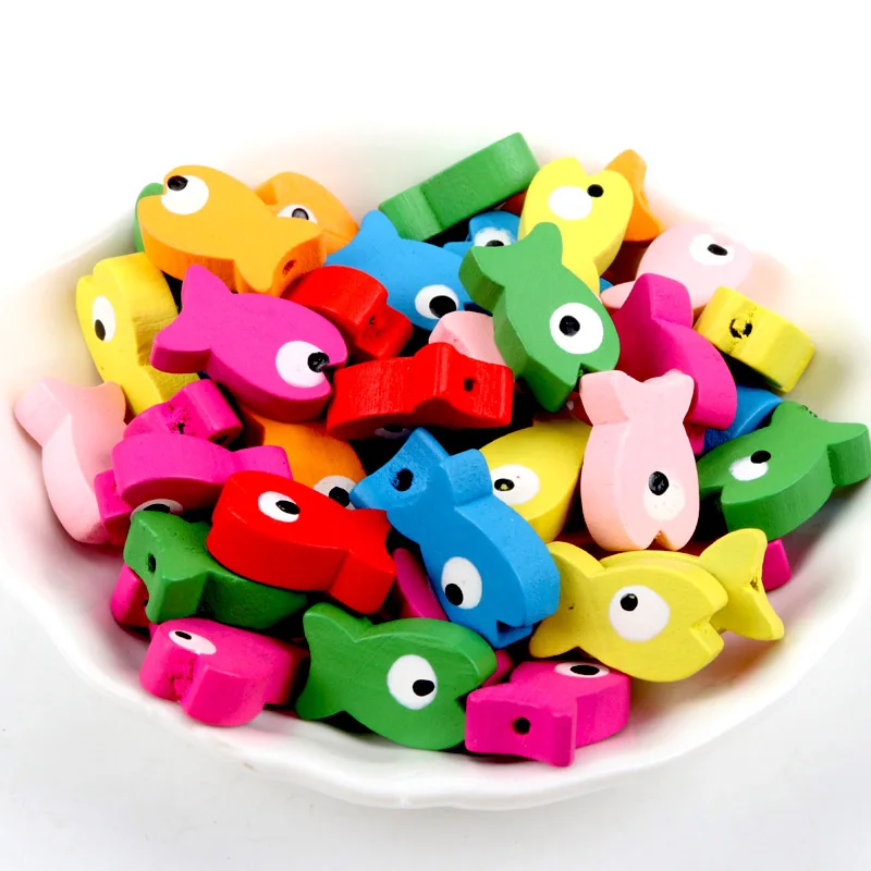 Смешанные забавная в форме рыбы деревянные бусины для изготовления ювелирных