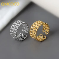 qmcoco silver color korean ins unique cross wound multi layer chain open ring for woman handmade fashion jewelry gifts
