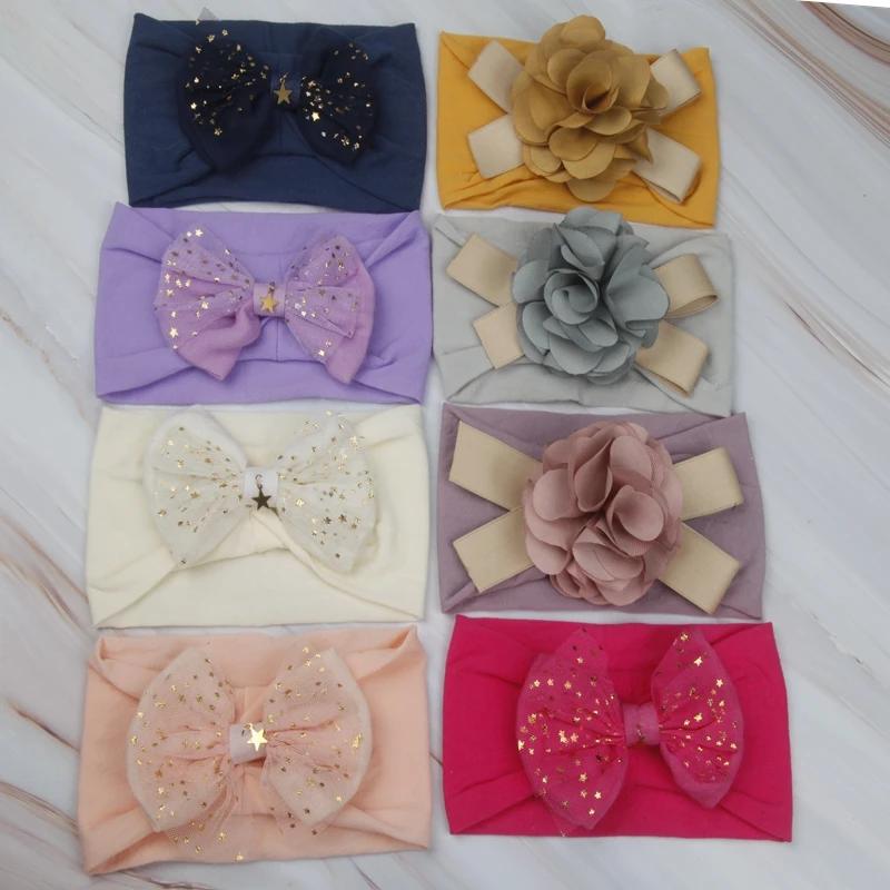 Нейлоновая повязка на голову для маленьких девочек в Корейском стиле тканевые