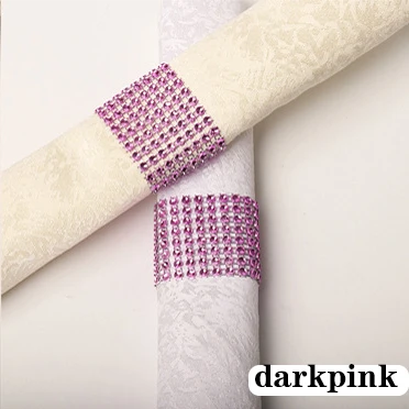 darkpink 6 шт., кольца для салфеток, стулья, пряжки, вечерние свадебные украшения, блестящие украшения, банты со стразами, держатель для салфеток ручной работы - Цвет: darkpink