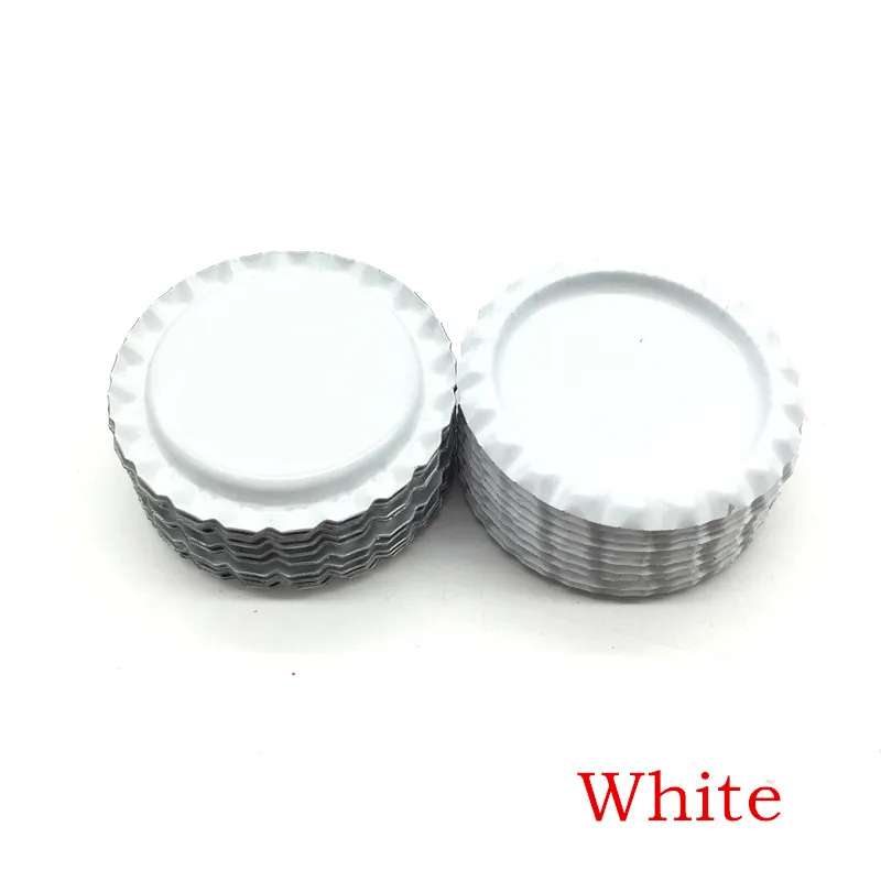 White Новое поступление, 24 цвета, с обеих сторон, металлические фланцевые крышки для бутылок без отверстий, плоские крышки для бутылок для ожерелья, украшения для волос - Цвет: White