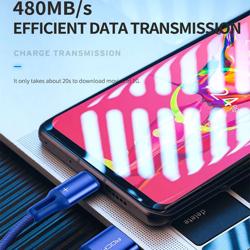 ROCK USB C кабель 5A Supercharge Type для Huawei p20 lite Быстрая зарядка Быстрый зарядный Samsung S9 8 Note |