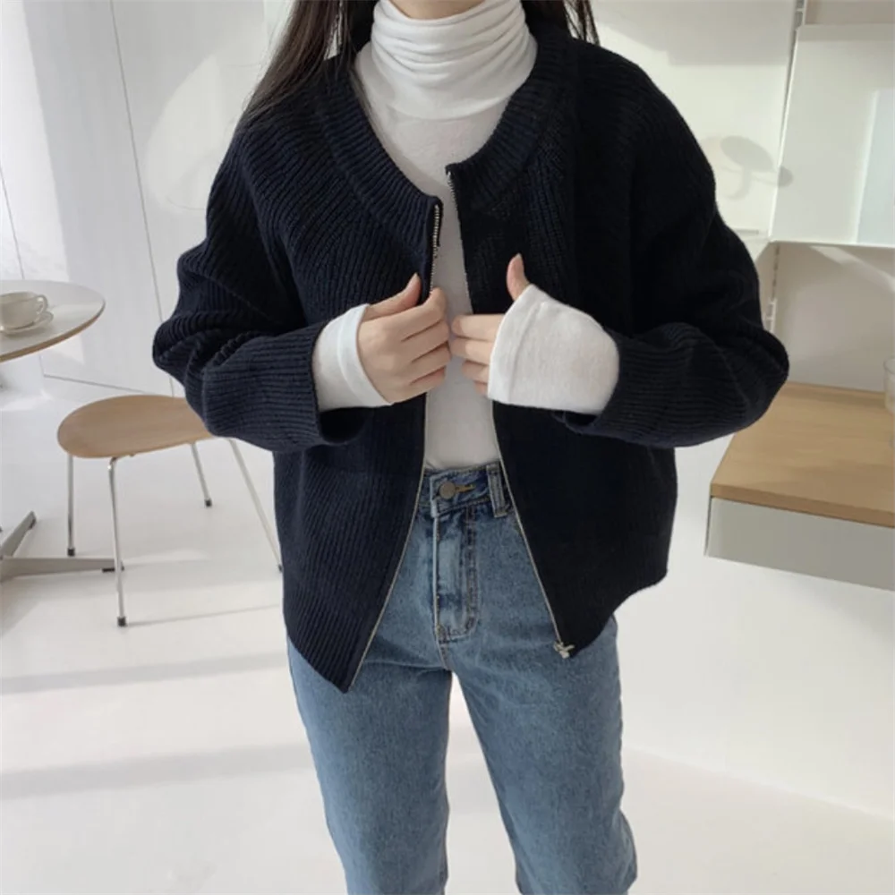 

HziriP Korea Chic O-Neck Women Knitwear Coats Warm Thicken All Match Gentle 2021 Streetwear New Loose Femme Cardigans Sweaters