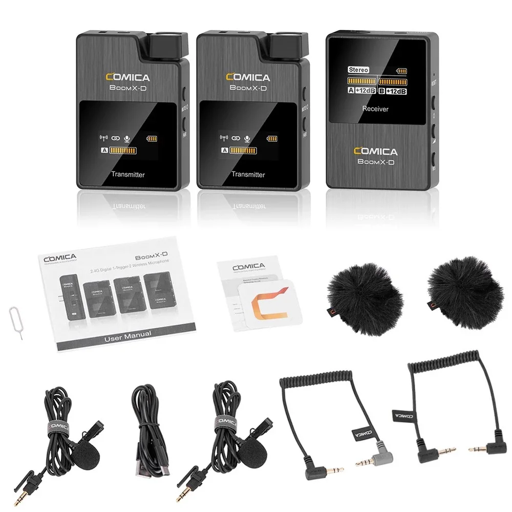 

COMICA BoomX-D D2 2.4G Digital Wireless Microphone System 50M Effective Range 3.5mm Interface for DSLR Cameras Smartphones