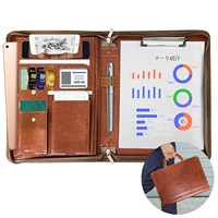 smart reusable notebook a4 dot multifunctional business files organiser with pockets and card holders zippered leather portfolio