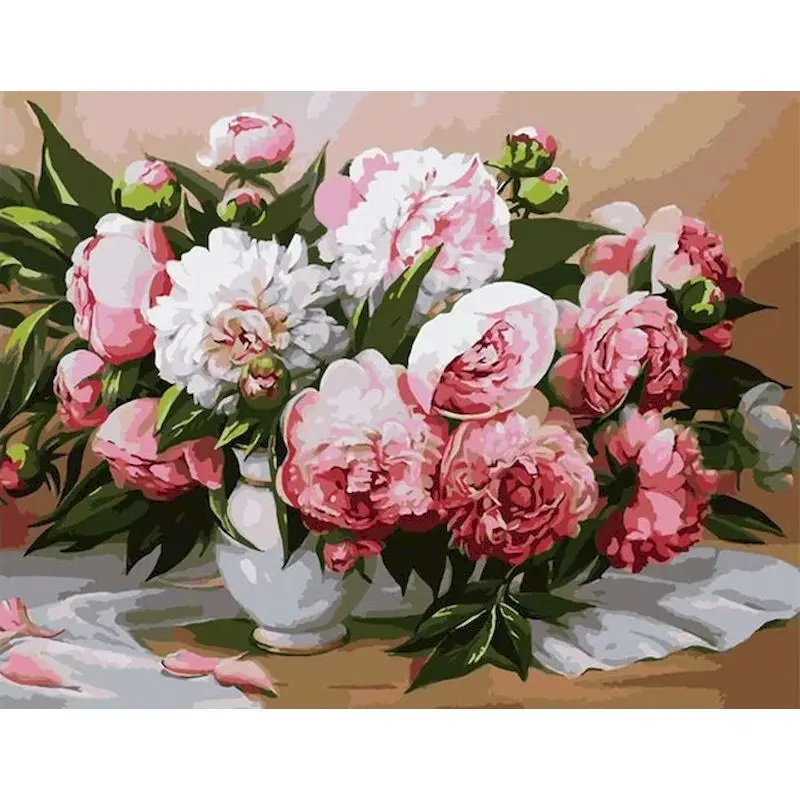 

GATYZTORY Paint By Numbers For Adults Kids Peony Picture Drawing Home Decor Flowers Coloring On Canvas Artwork