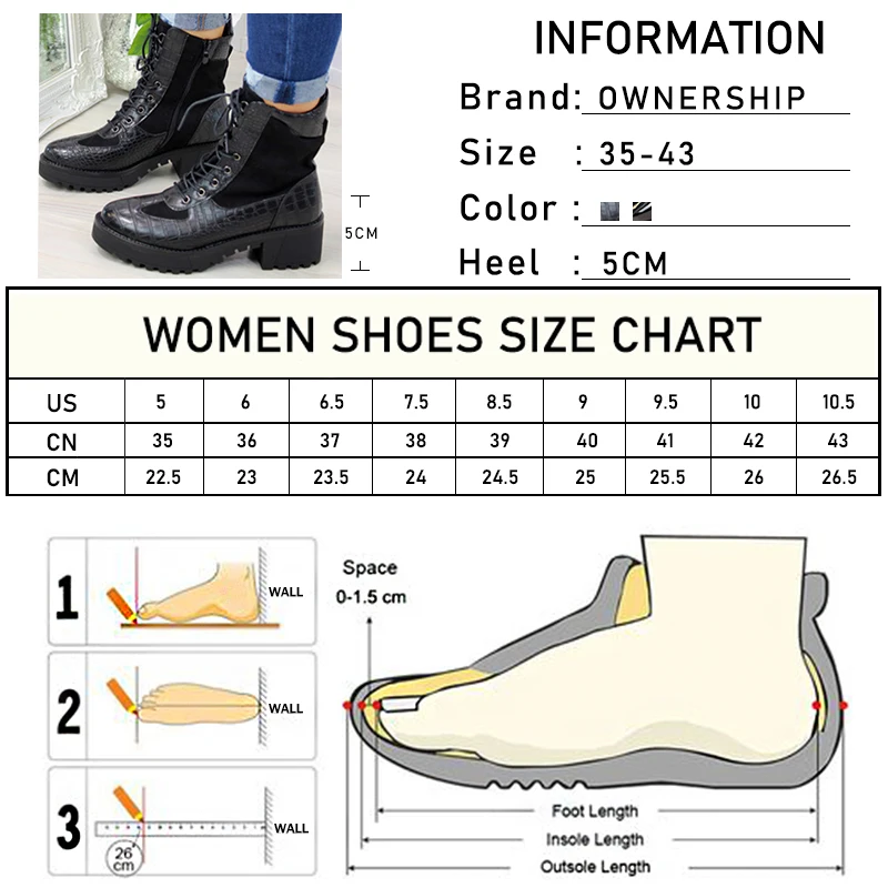 

Women Waterproof Platform Boots Women's Leather Ankle Boots Female Lace Up Mid Heel Ladies Causal Shoes Woman Fashion Footwear