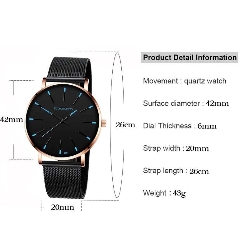 Новые черные мужские часы кварцевые сплав сетка многоцветный указатель матовый