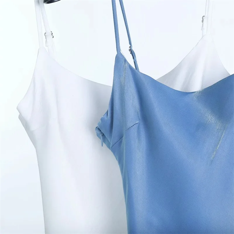 Женское атласное мини-платье-комбинация с воротником-хомутом - купить по