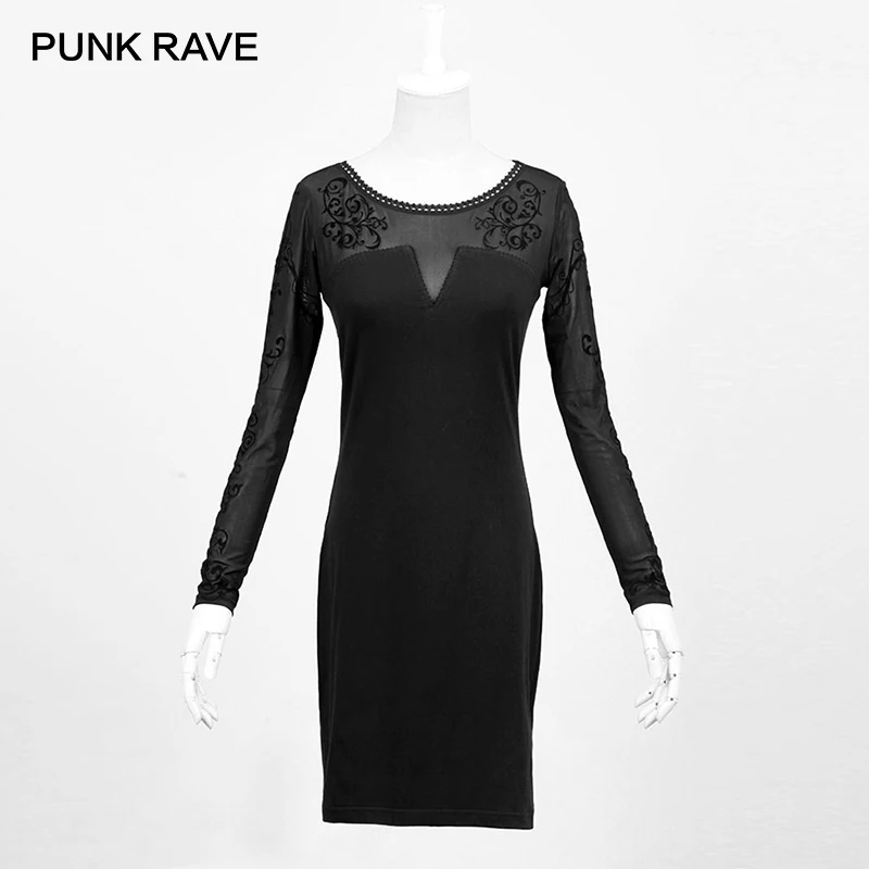 Панк рейв Готический стиль черный плотно сексуальное вязаное платье выпускного