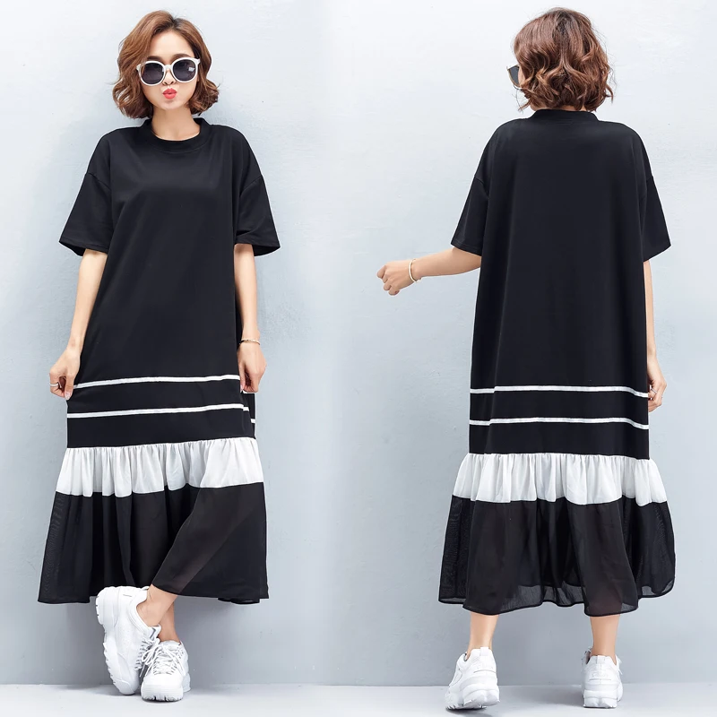 Женское Повседневное платье с оборками на подоле черное дизайнерское коротким