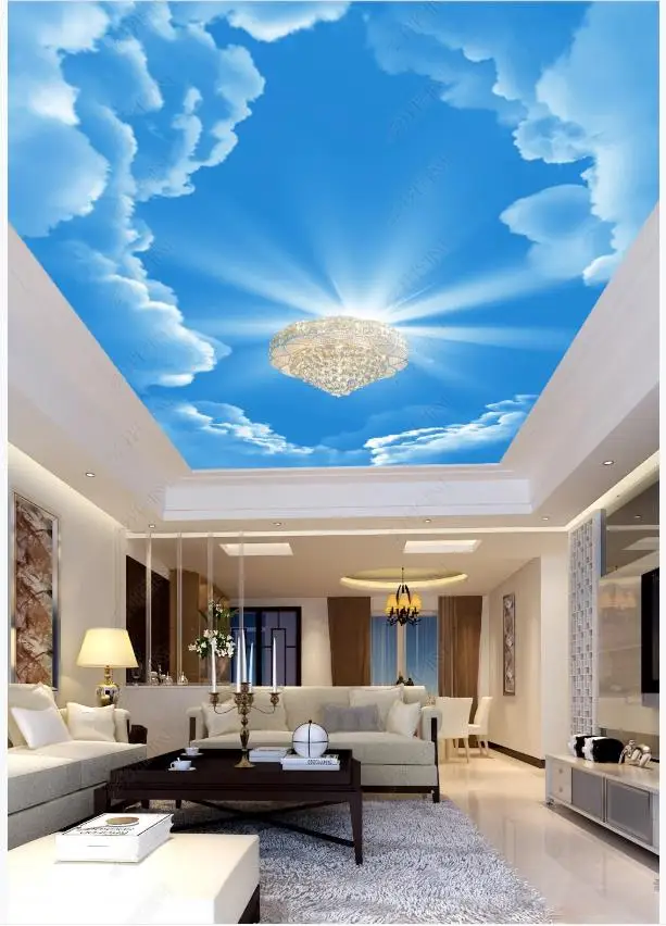 Пользовательские потолочные обои 3d Зенит Настенные для стен HD красивое голубое