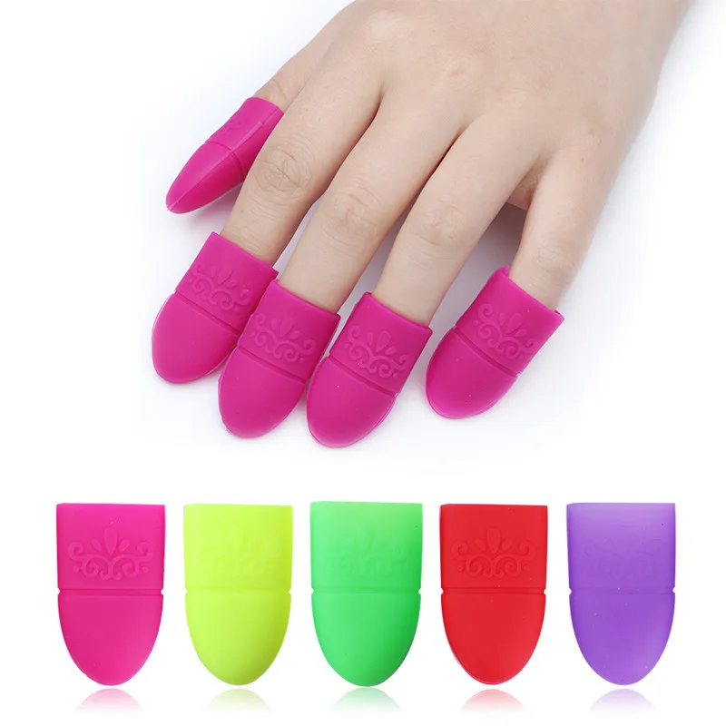 

10 Nail Gel Removal UV gel polishes wrapped silicone plastic soaked cap clip manicure clean varnish nail tools reusable fingers