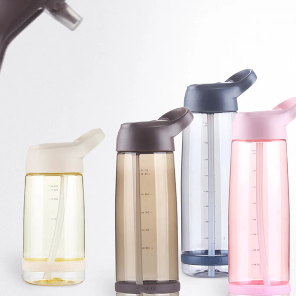 

550ml Portable Drinking Water Bottle High Capacity Space Cup Sports Gym Training Water Bottle with Straw and Handle (Blue)