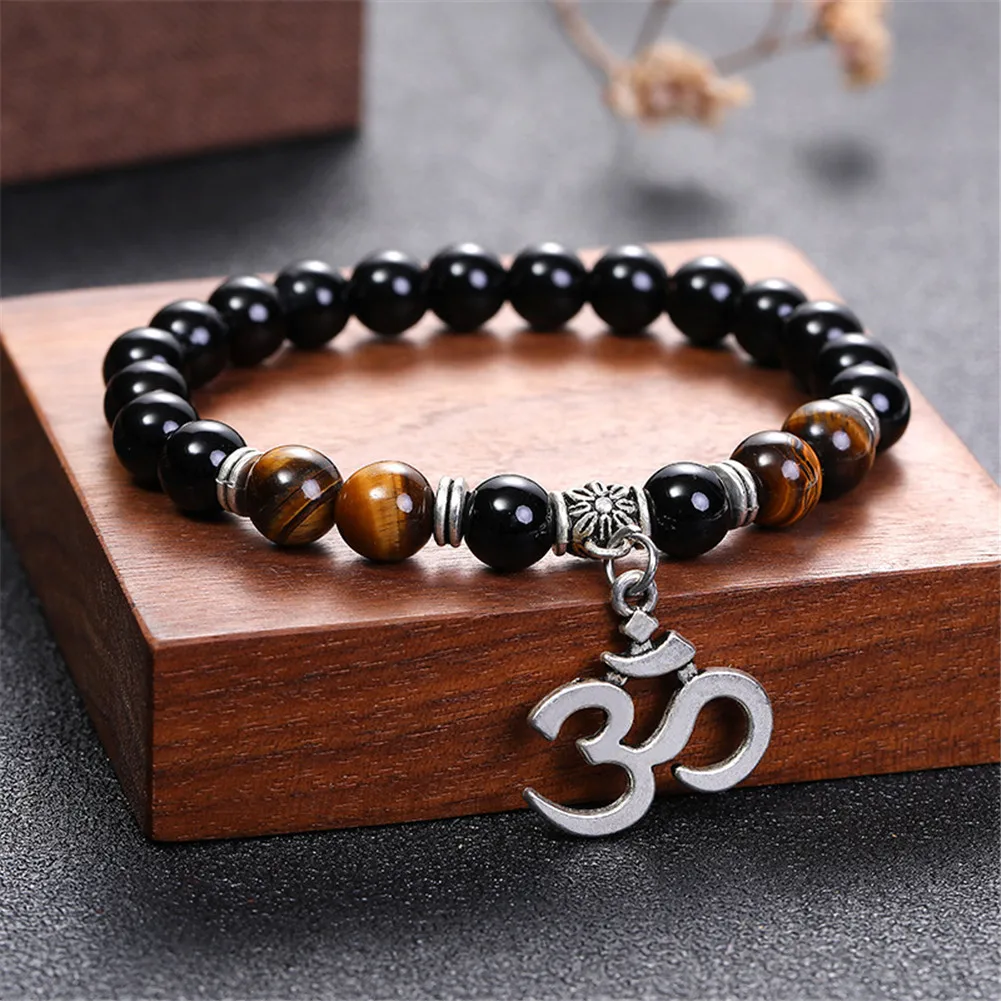 

Obsidian Emperor Stone Bracelet 3D Letters Women bracelets men's chains Natural stone Stainless steel Bracelet for women