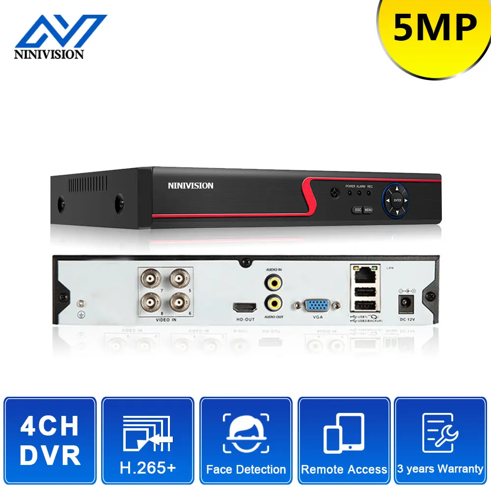 Видеорегистратор NINIVISION H265 + 5MP 4MP 4CH 4 канальный 5 в 1 XMEYE Гибридный WIFI TVi CVI NVR AHD