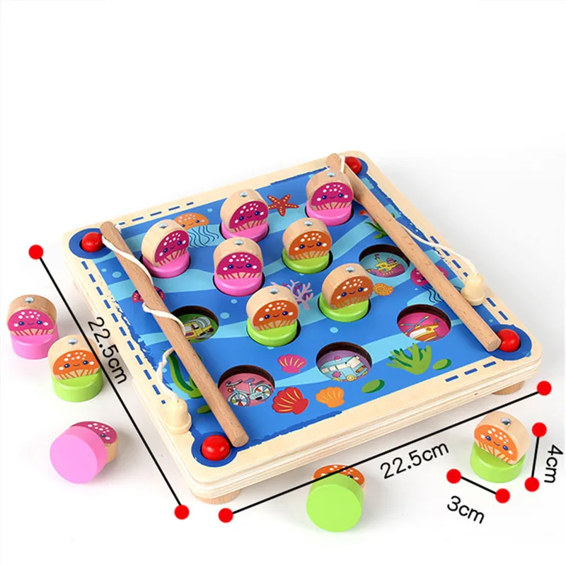 

Multifunctional magnetic fishing game children's wooden memory chess tic-tac-toe memory concentration training toy gift
