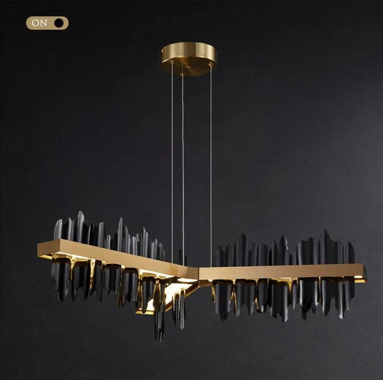 Новая черная/золотая люстра освещение кухонный остров айсберг простой дизайн