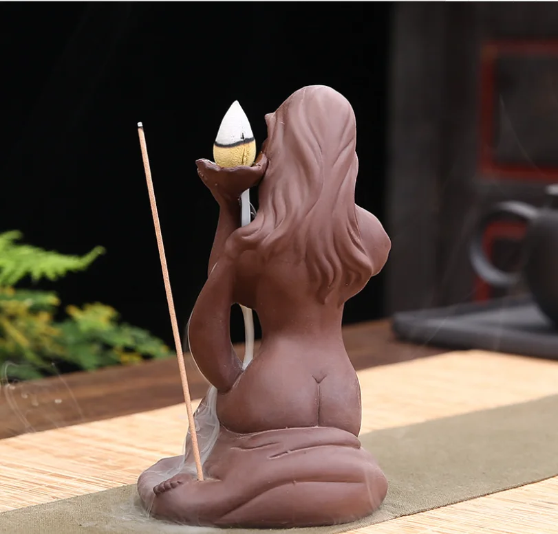 

Purple clay reflux incense burner incense road home decoration beautiful girl incense burner ceramic incense burner yoga room
