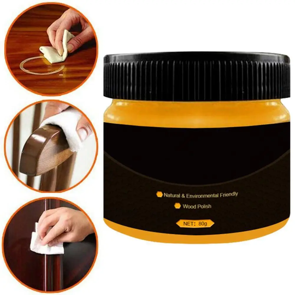 

80g Wood Seasoning Beeswax Household Polishing Furniture Care Wooden Floor Cleaning Polished Chairs Cabinets Wear-Resistant Wax