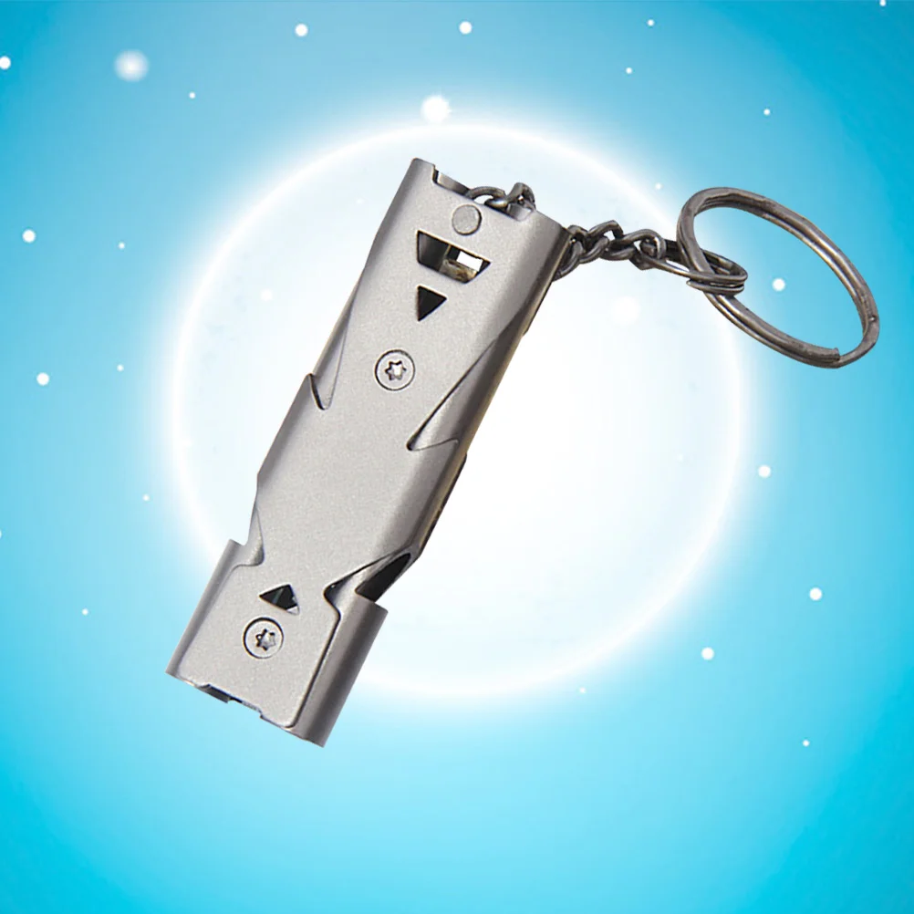 

【Clearance Sale】 Stainless Steel Whistle Dual Tubes Whistle with Keychain Outdoor Survival Whistle For School Gym Camping