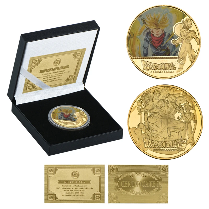 coin3 with box 5 шт. WR Dragon Ball позолоченные Коллекционные монеты с держателем для монет японский набор монет медаль подарок Прямая поставка - Цвет: coin3 with box