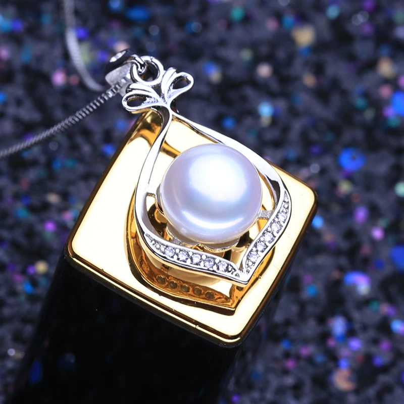 

FENASY 925 Sterling Silver Pendant Necklace Natural Pearl Jewelry Sets For Women Classic Stud Earrings Fashion Party Rings