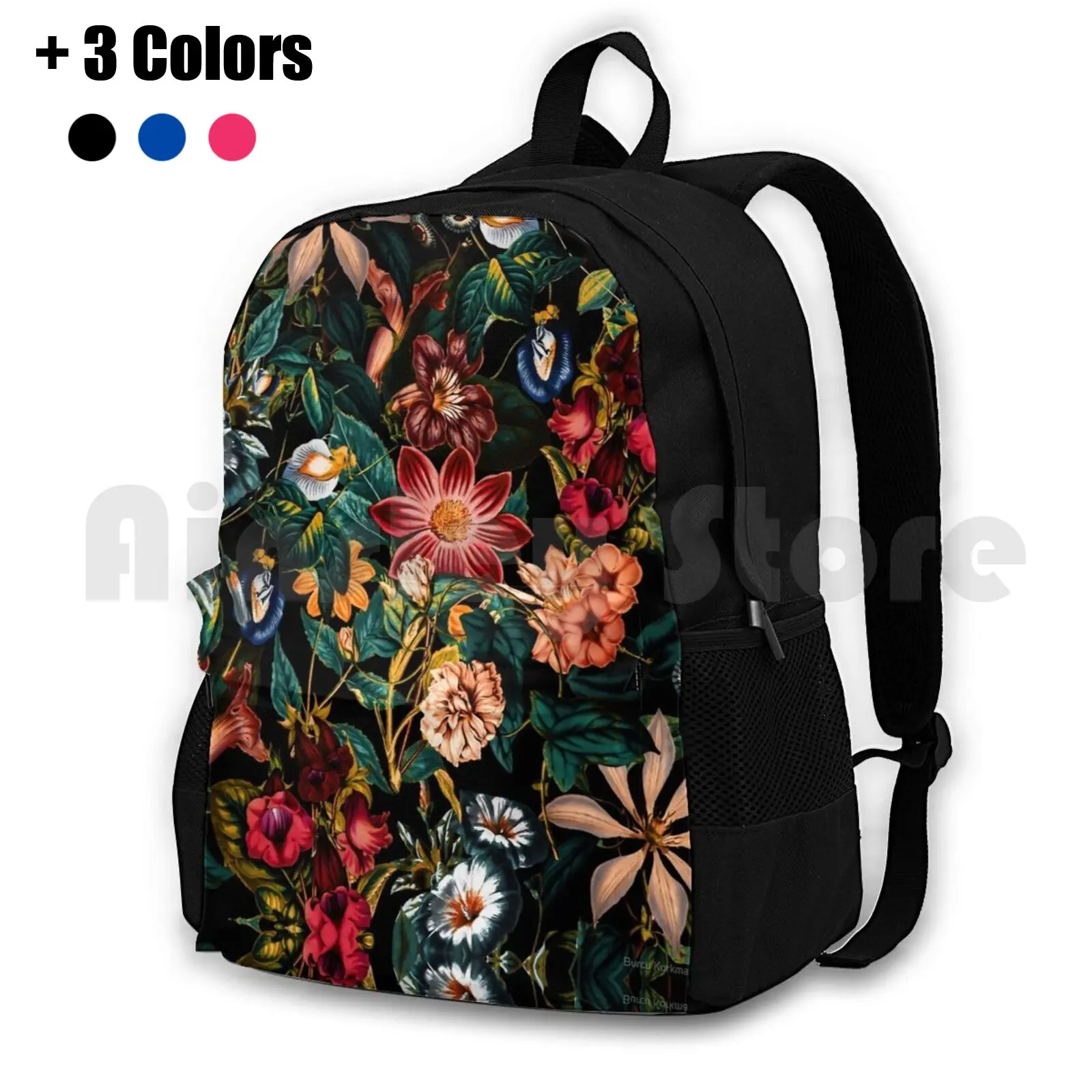 

Night-Garden-Xxiv Outdoor Hiking Backpack Riding Climbing Sports Bag Floral Botanical Garden Forest Jungle Tropical Pattern