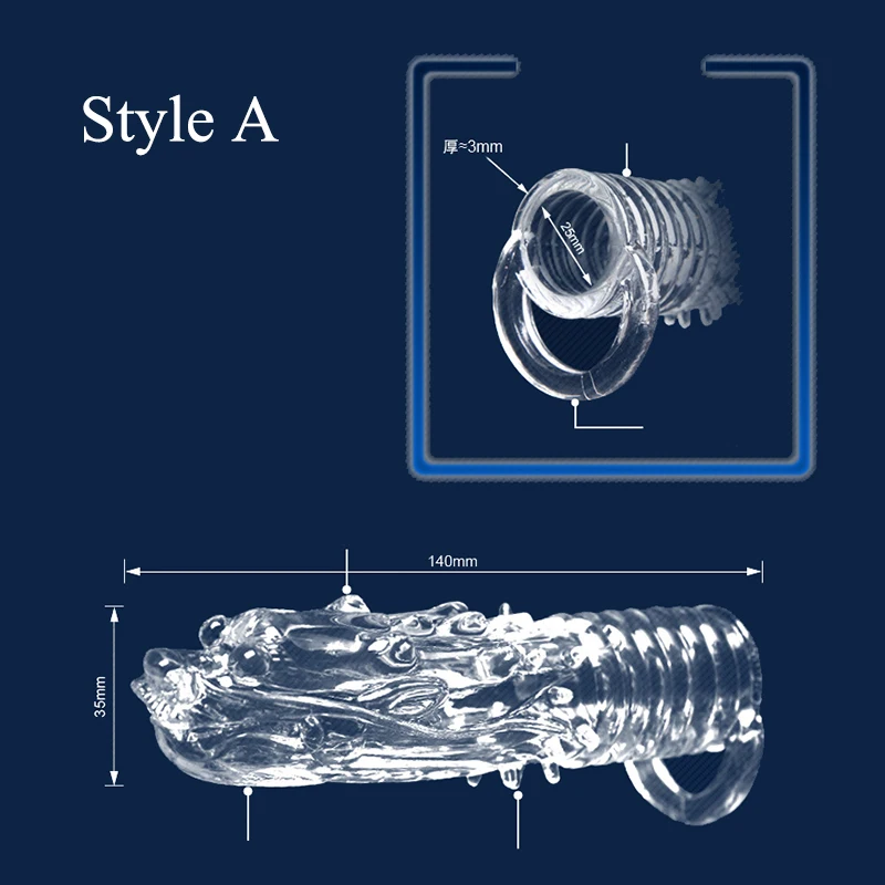 Кольцо-рукав для пениса Реалистический Пенис Задержка эякуляции Увеличить Для