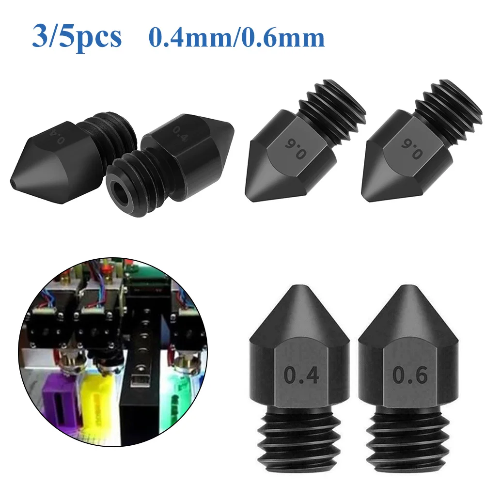 

3/5pcs MK8 Nozzle Head Extruder 0.4mm/0.6mm For 1.75mm Creality CR-10 Ender 3 Nozzle Optional MK8 Makebot 3D Printer