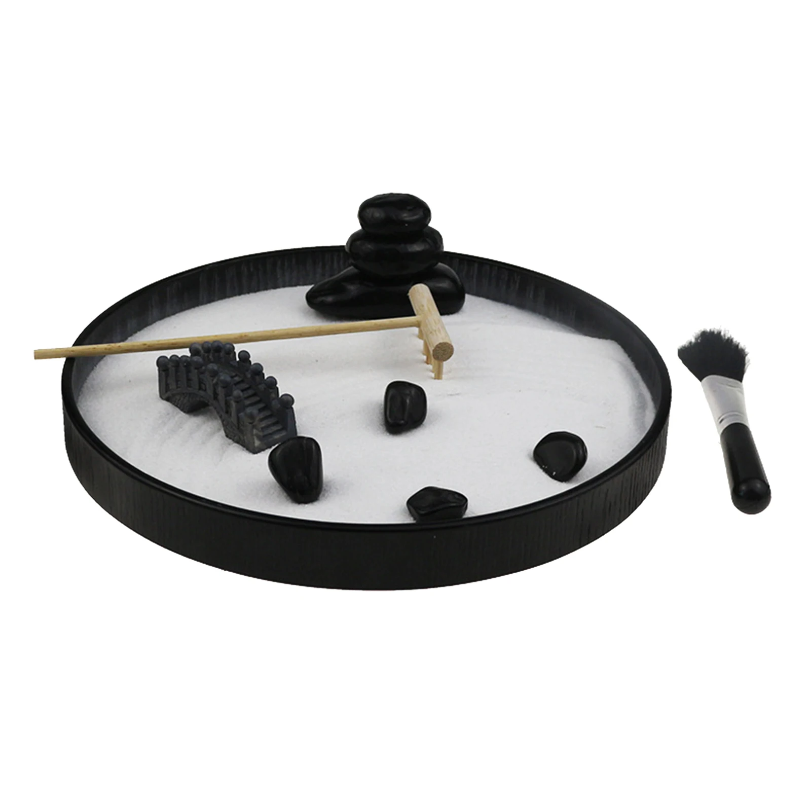 

Zen Garden Sand Tray Stone Rake Rocks Bridge for Stress Relief Relaxation