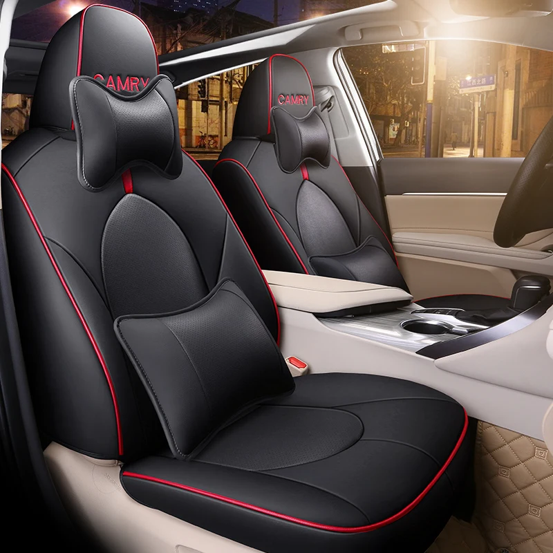 Customized PU Leather Car Seat Cover Set Special For Toyota Camry 70 2018 2019 Auto Protector Cushion Accessories Interior | Автомобили и