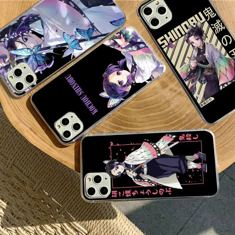 

YNDFCNB Kochou Shinobu Kimetsu No Yaiba Phone Case for iPhone 11 12 13 mini pro XS MAX 8 7 6 6S Plus X 5S SE 2020 XR case