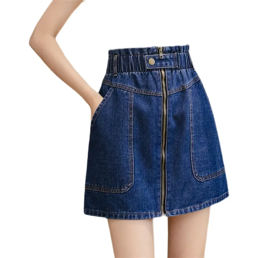 

S-5XL Plus Size Skirts Womnes 2021 Spring Summer Denim Skirt Women Zipper Fashion High Waist Skirt Jupe Shorts Jeans Feminino