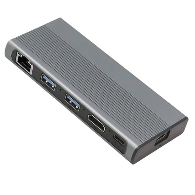 

USB C Hub SSD Enclosure HDMI-Compatible+USB3.1+RJ45+PD Type-C Docking Station
