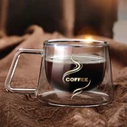 Двухслойная стеклянная чашка термостойкая чайная кофейная кружка с ручкой портативная прозрачная пивная кружка стеклянная чашка для виски питейная посуда кружки
