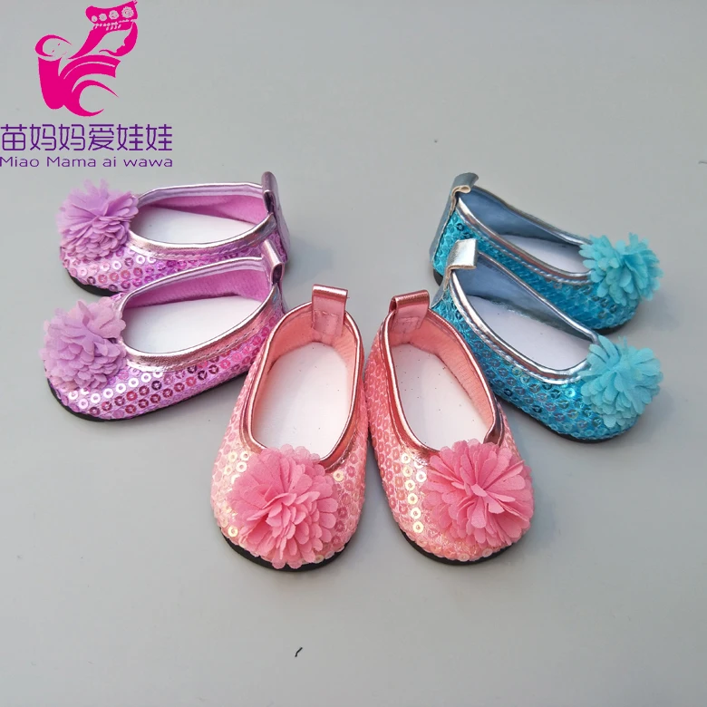 Подходит для куклы Bebe 43 см черные белые принтованные фиолетовые туфли 18 дюймов